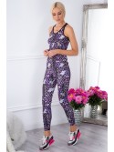 Colorful sports leggings in geometric shapes / purple H0010 - Online store - Boutique